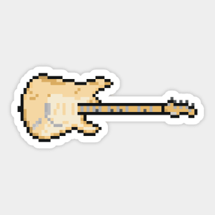 Pixel Worn Out Cream Blues Guitar Sticker